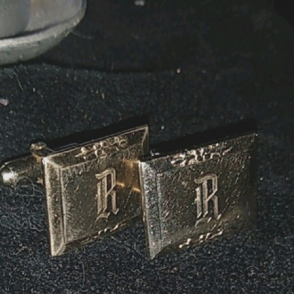 1940s R. MONOGRAM HICKOCK CUFF LINKS GOLD TONE vintage - Picture 2 of 2